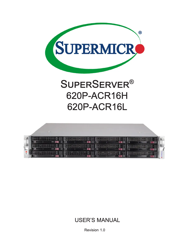 Page 1 de la notice Manuel utilisateur Supermicro SuperServer SSG-620P-ACR16L