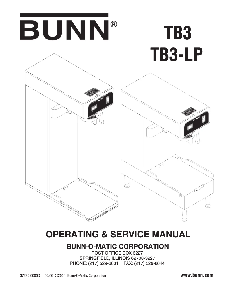 Page 1 de la notice Manuel utilisateur Bunn TB3