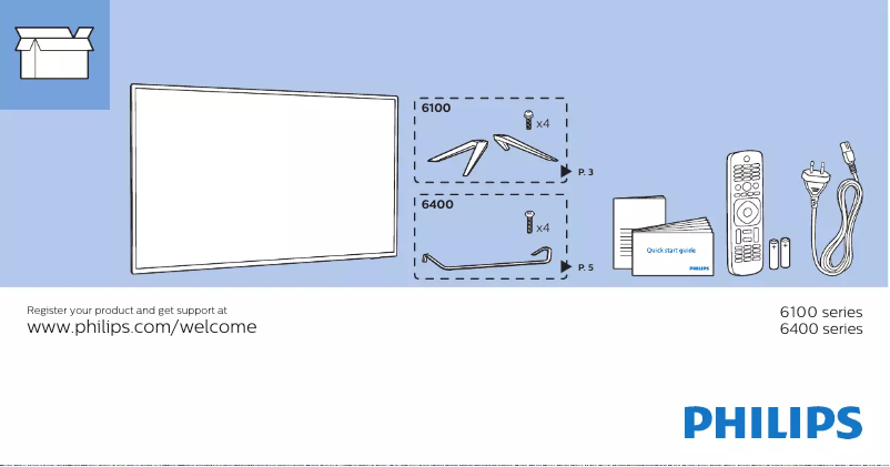 Page n°1 - Guide de démarrage rapide Philips 6000 series 50PUT6102