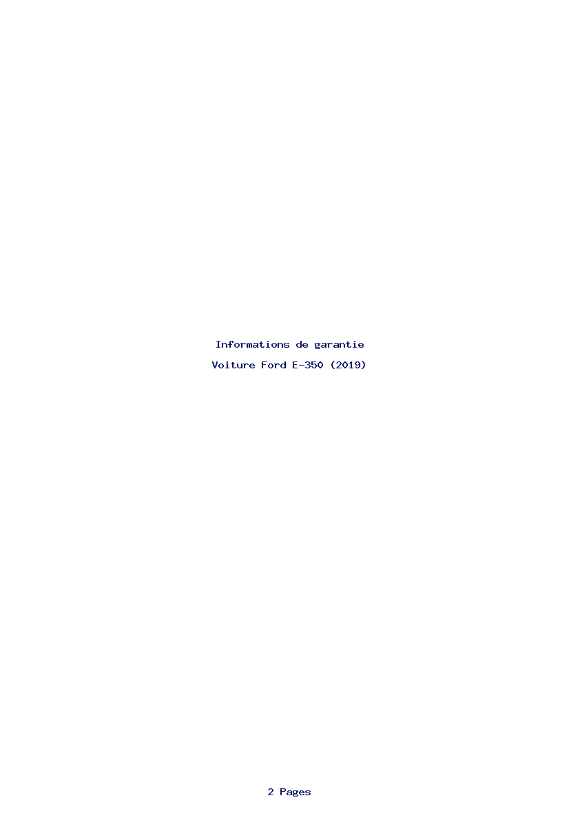 Page 1 de la notice Informations de garantie Ford E-350 (2019)