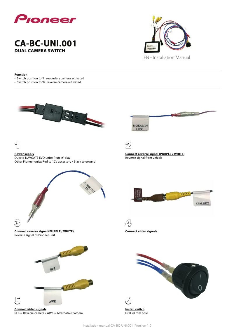 Page 1 de la notice Manuel utilisateur Pioneer CA-BC-UNI.001