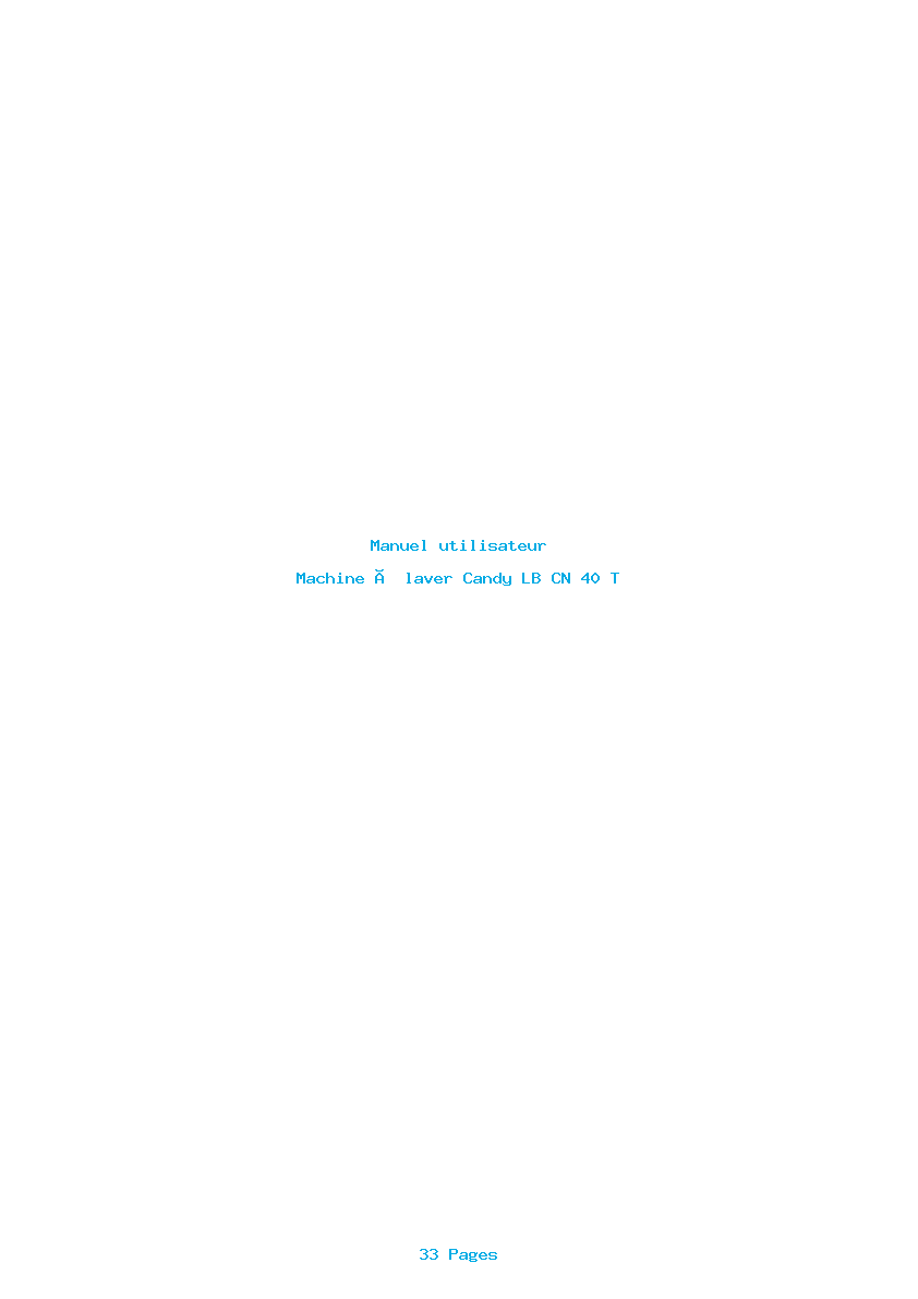Page 1 de la notice Manuel utilisateur Candy LB CN 40 T