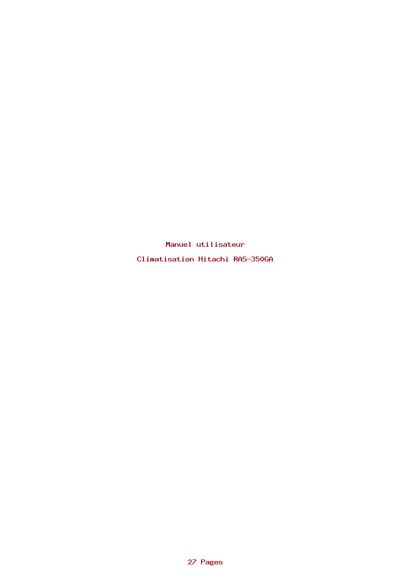 Page 1 de la notice Manuel utilisateur Hitachi RAS-350GA