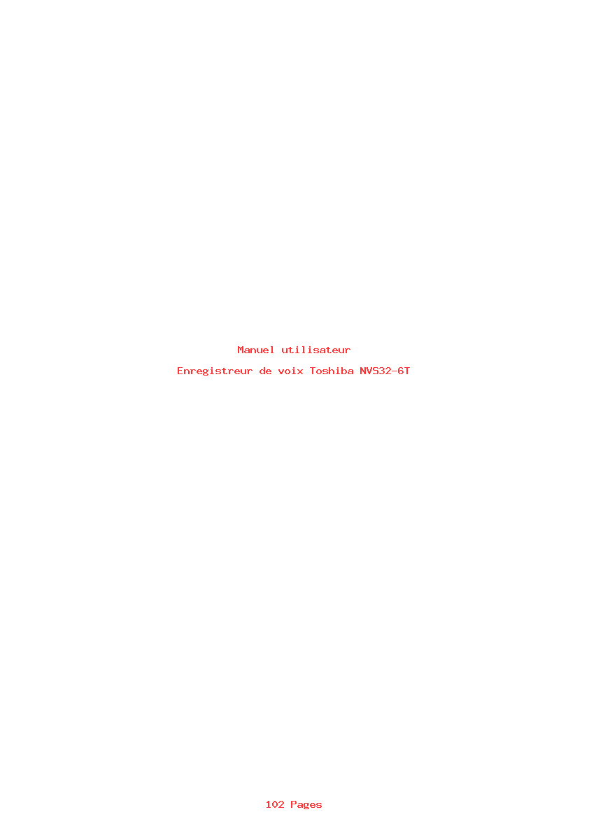 Page 1 de la notice Manuel utilisateur Toshiba NVS32-6T