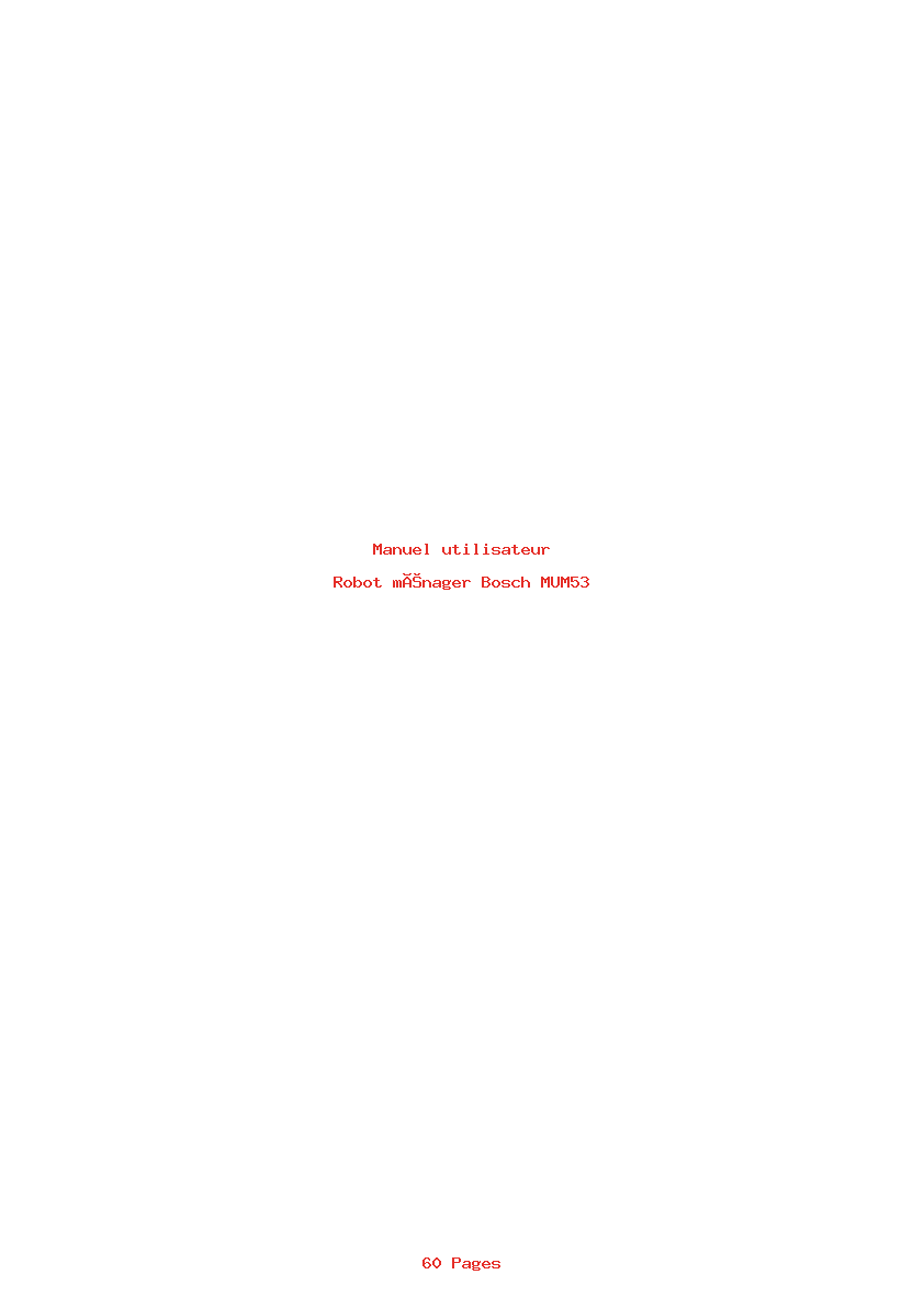 Page 1 de la notice Manuel utilisateur Bosch MUM53