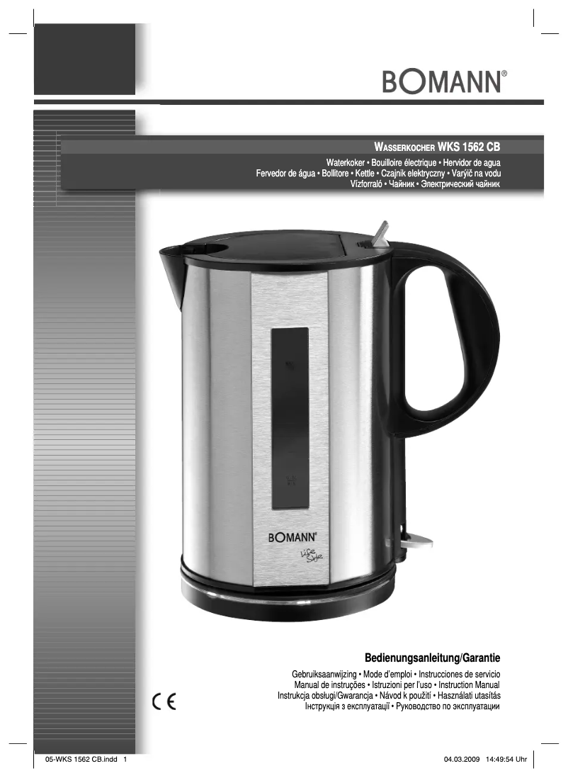 Page 1 de la notice Manuel utilisateur Bomann WKS 1562 CB