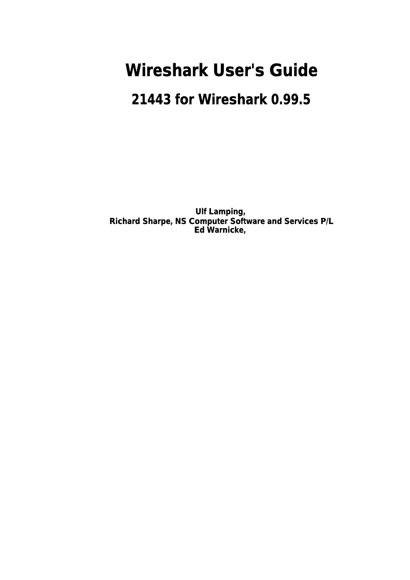 Page 1 de la notice Manuel utilisateur Wireshark 0.99.5