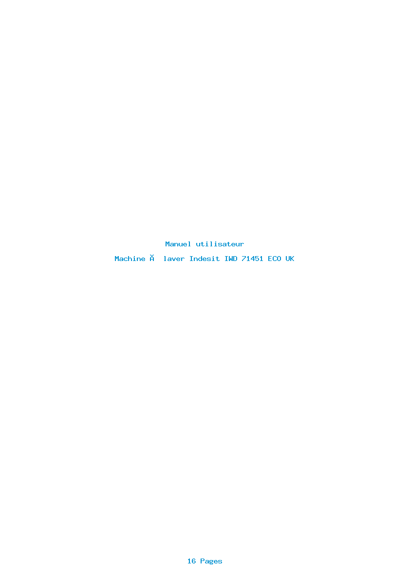 Page 1 de la notice Manuel utilisateur Indesit IWD 71451 ECO UK
