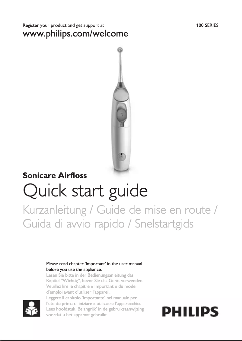 Page 1 de la notice Guide de démarrage rapide Philips Sonicare AirFloss HX8141