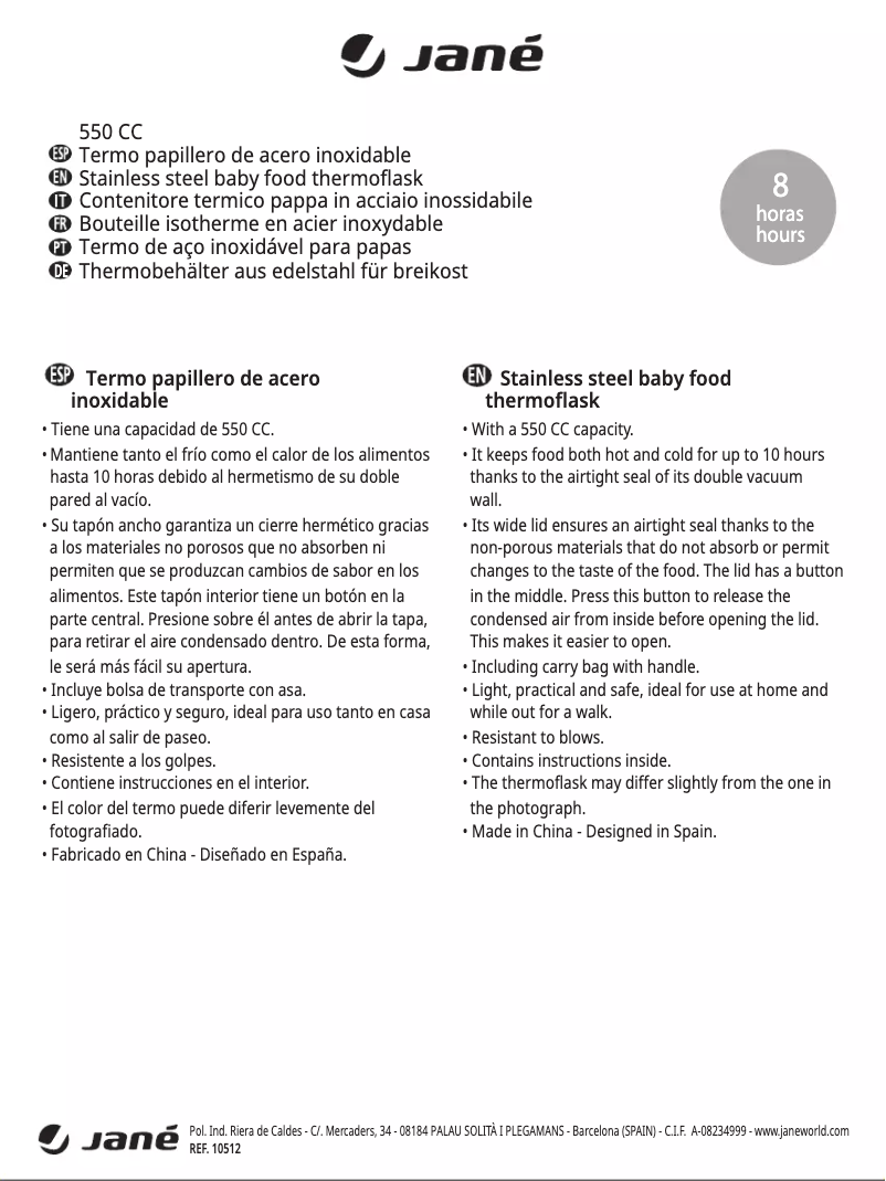 Page 1 de la notice Manuel utilisateur Jane 550 CC