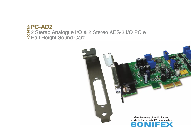 Página 1 del manual Manual de usuario Sonifex PC-AD2