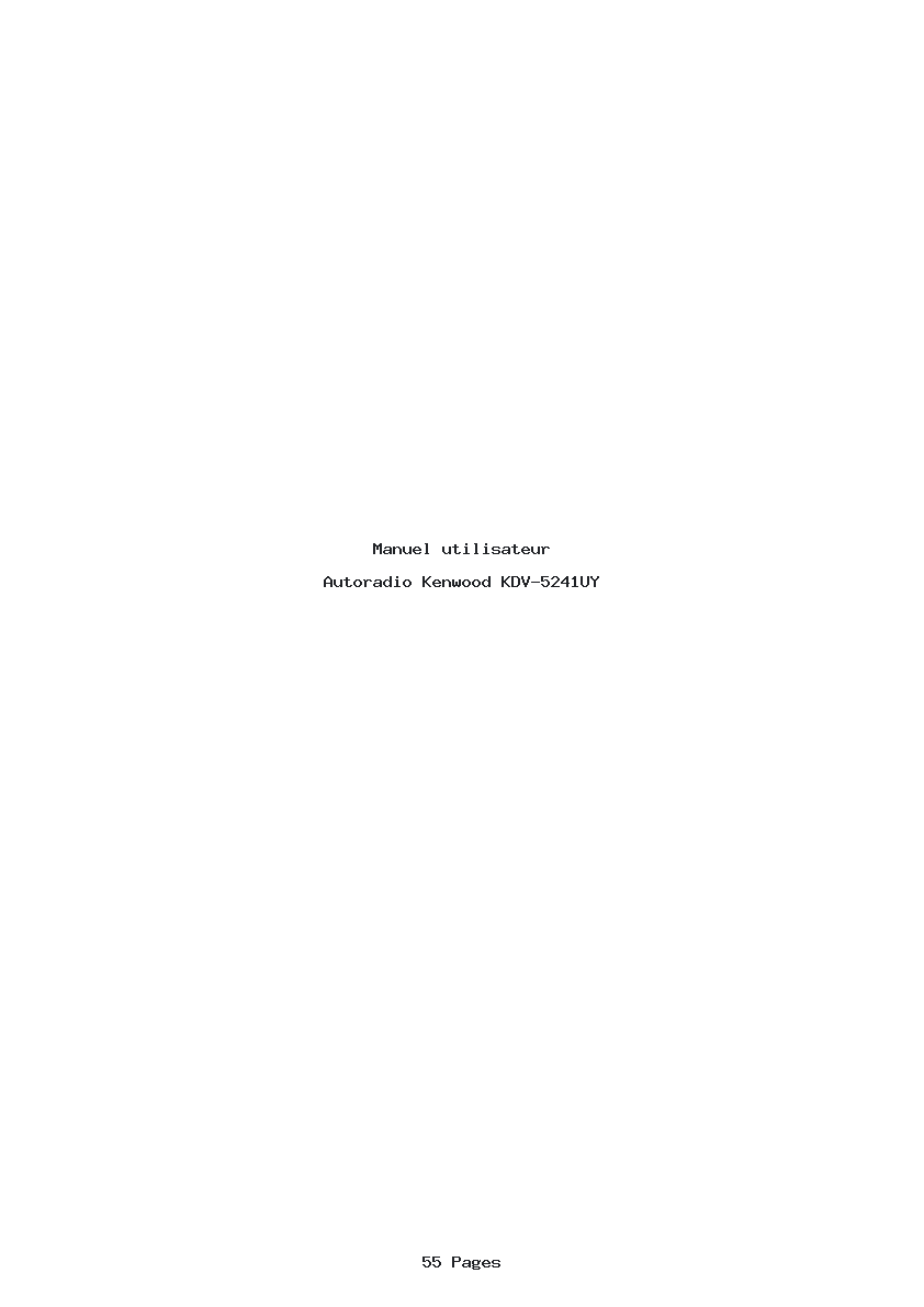 Page 1 de la notice Manuel utilisateur Kenwood KDV-5241UY