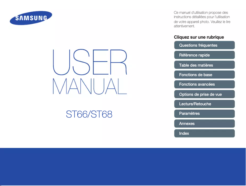 Page 1 de la notice Manuel utilisateur Samsung ST68