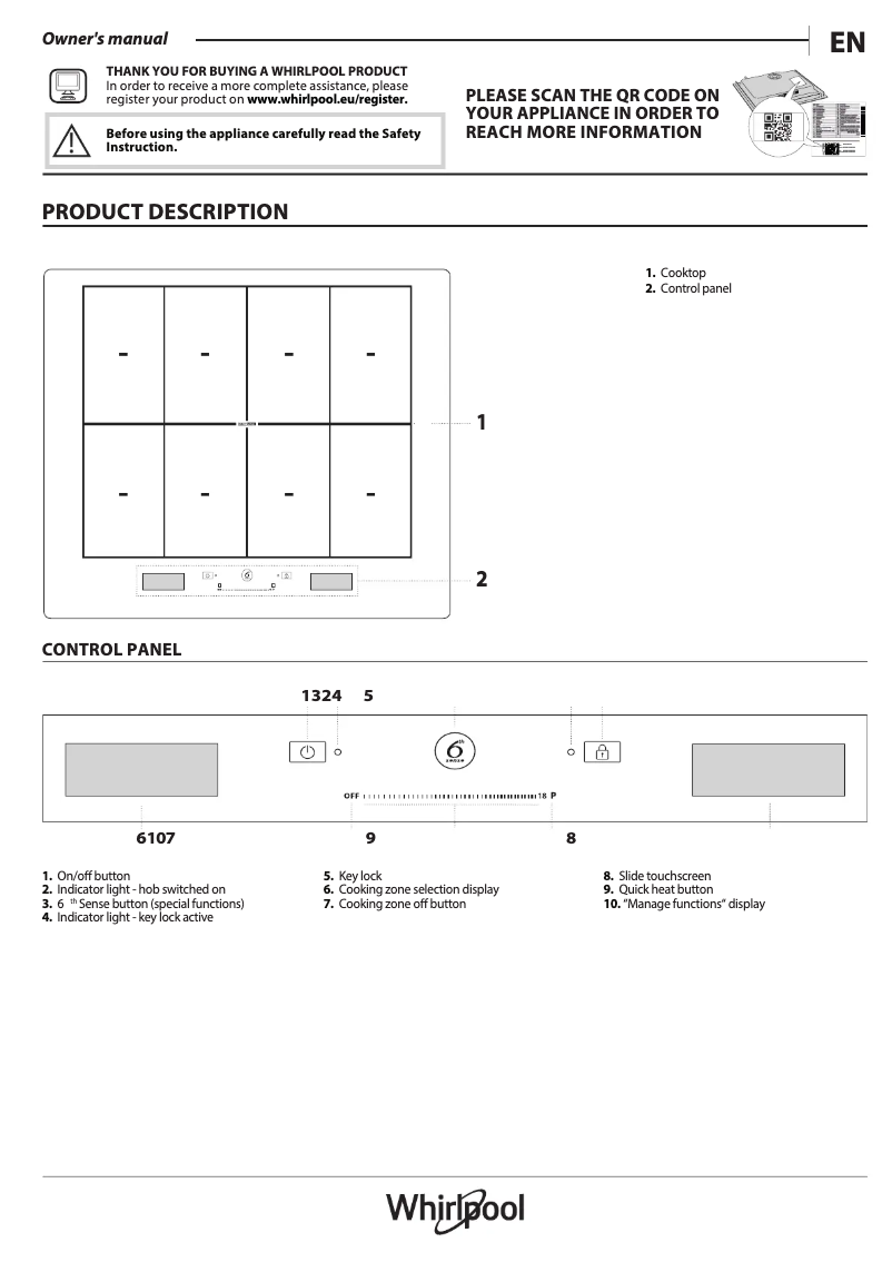 Page 1 of the manual Installation Guide Whirlpool SMP 658C/BT/IXL