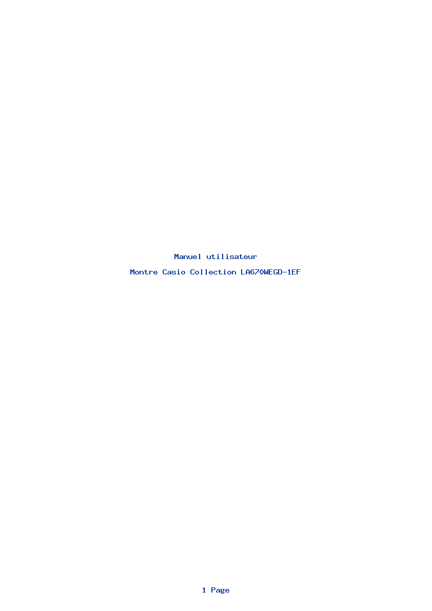 Page 1 de la notice Manuel utilisateur Casio Collection LA670WEGD-1EF