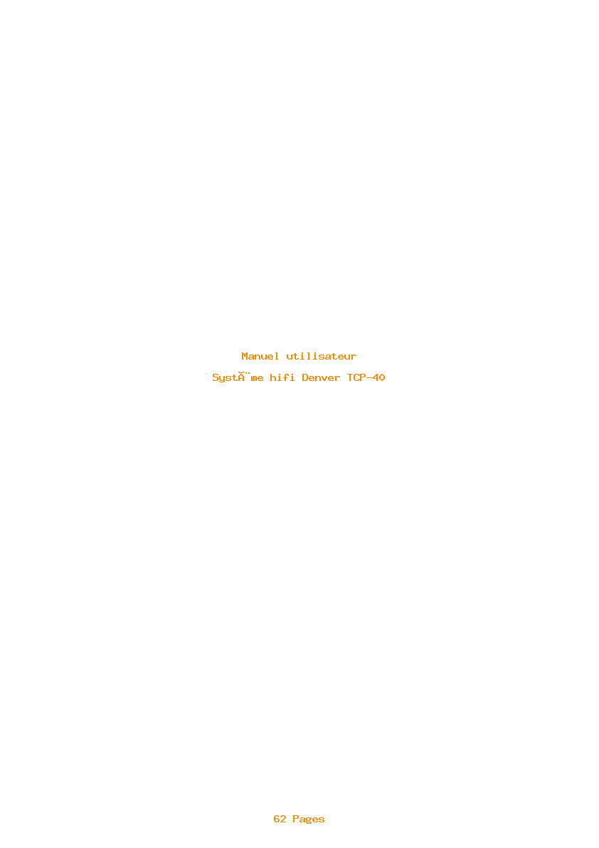 Page 1 de la notice Manuel utilisateur Denver TCP-40