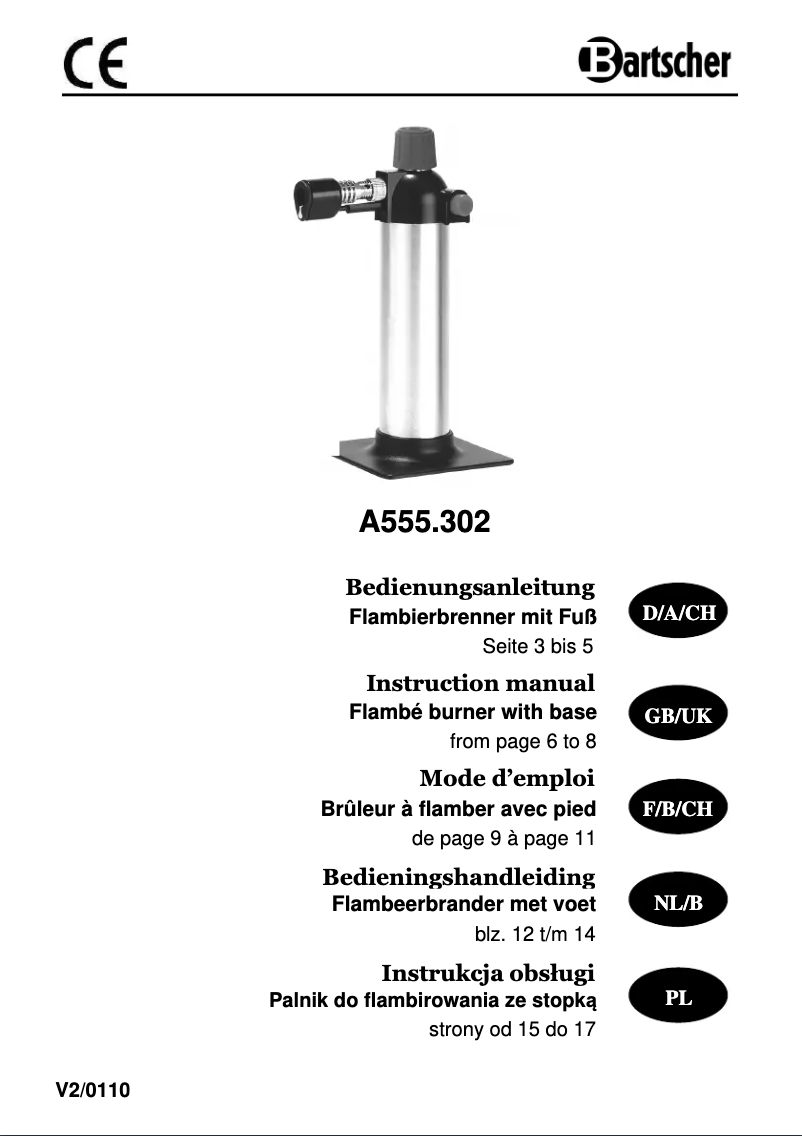 Page 1 de la notice Manuel utilisateur Bartscher A555302