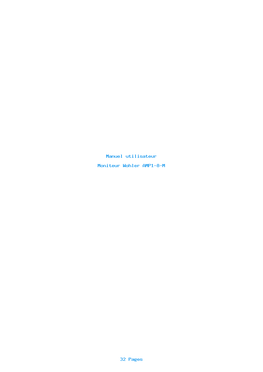 Page 1 de la notice Manuel utilisateur Wohler AMP1-8-M