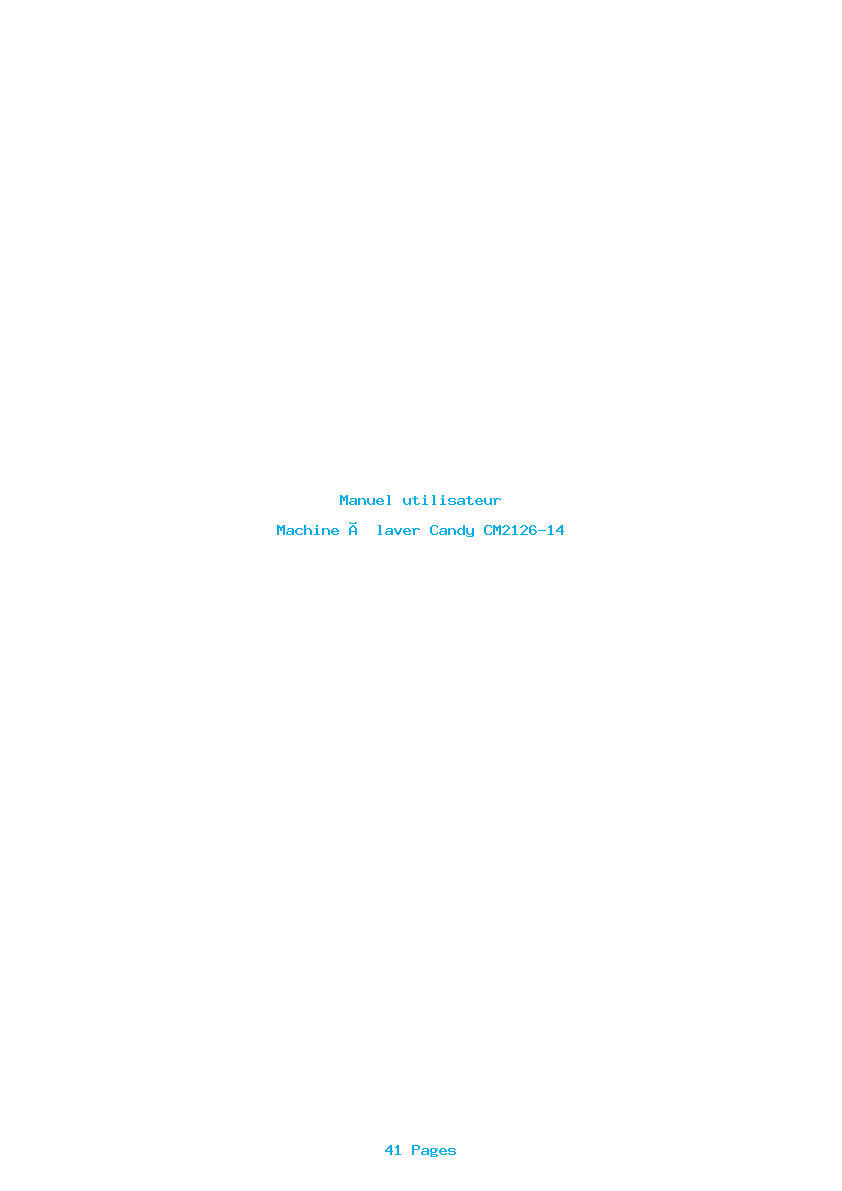 Page 1 de la notice Manuel utilisateur Candy CM2126-14