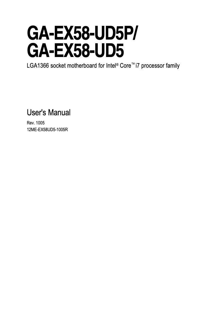 Página 1 del manual Manual de usuario Gigabyte GA-EX58-UD5