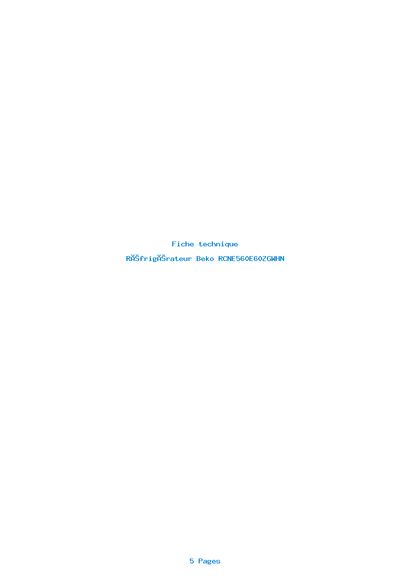 Page 1 de la notice Fiche technique Beko RCNE560E60ZGWHN