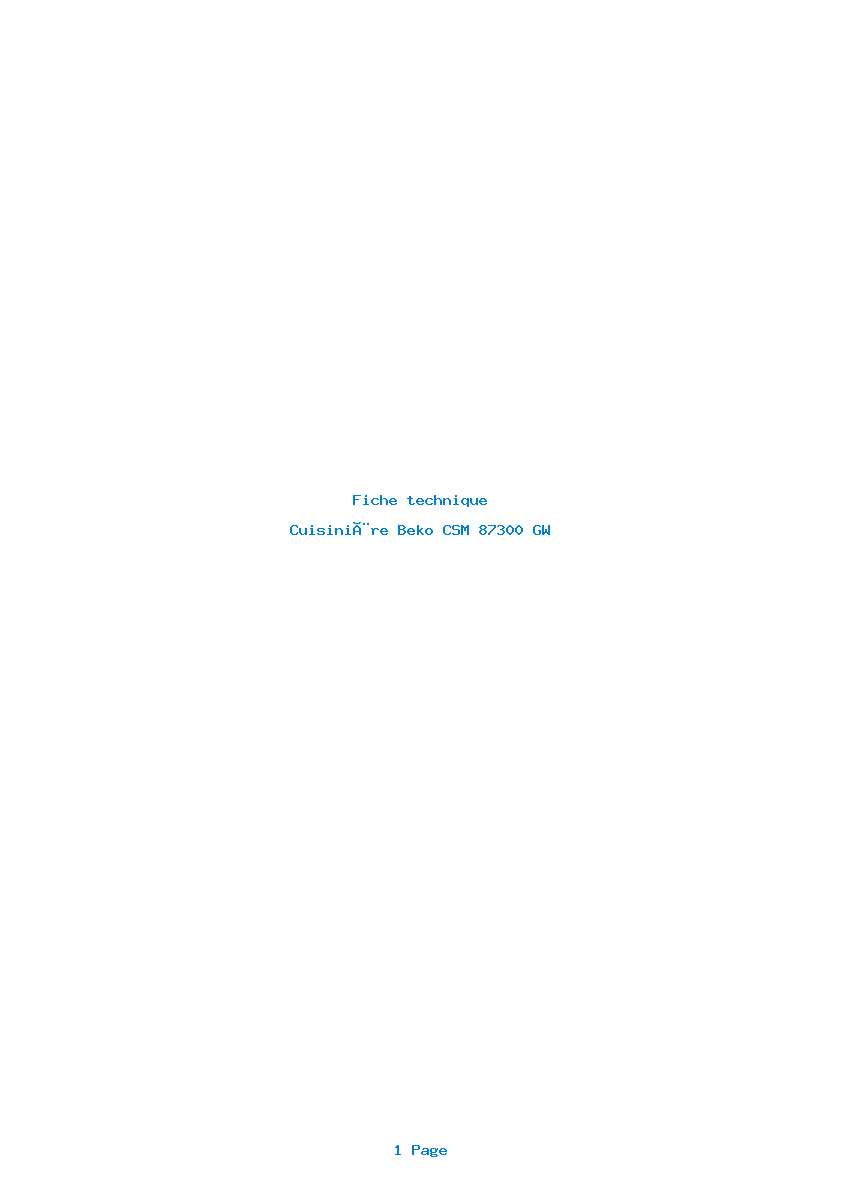 Page 1 de la notice Fiche technique Beko CSM 87300 GW