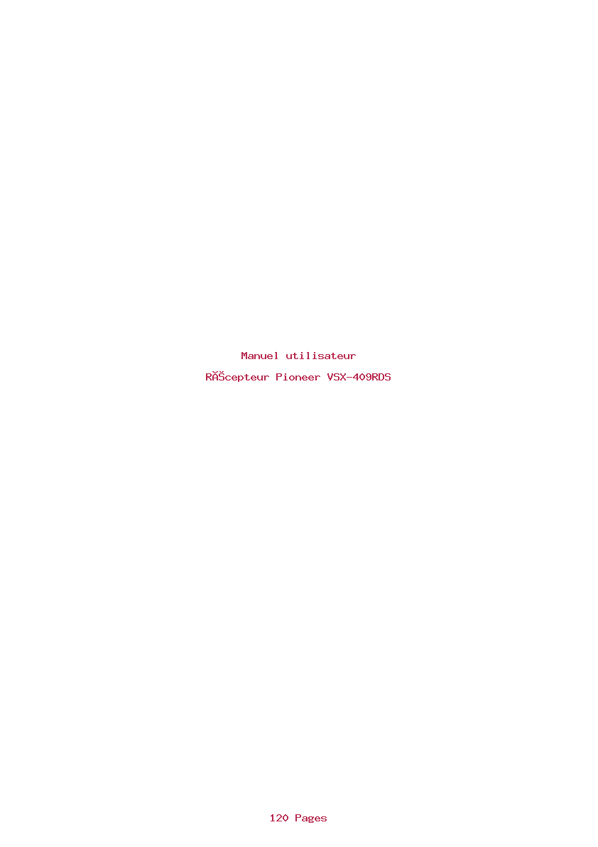 Page 1 de la notice Manuel utilisateur Pioneer VSX-409RDS