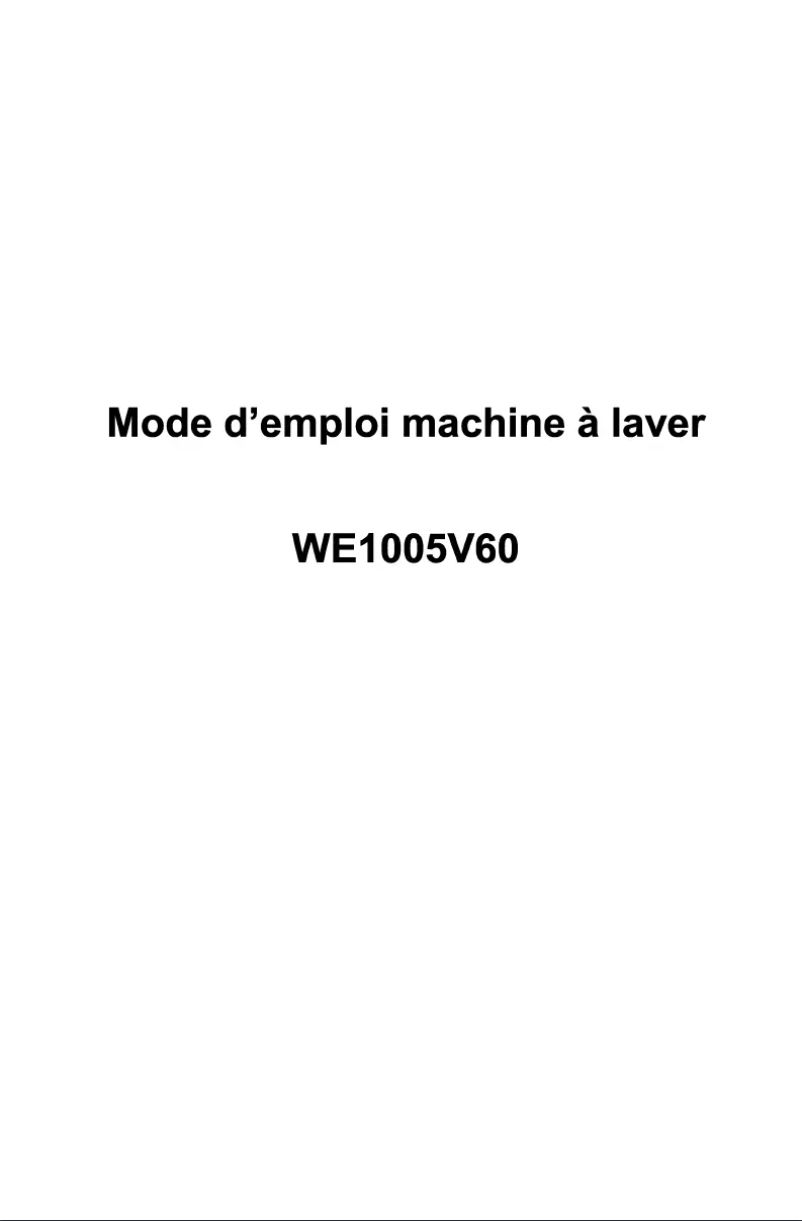 Page 1 de la notice Manuel utilisateur Welco WE1005V60