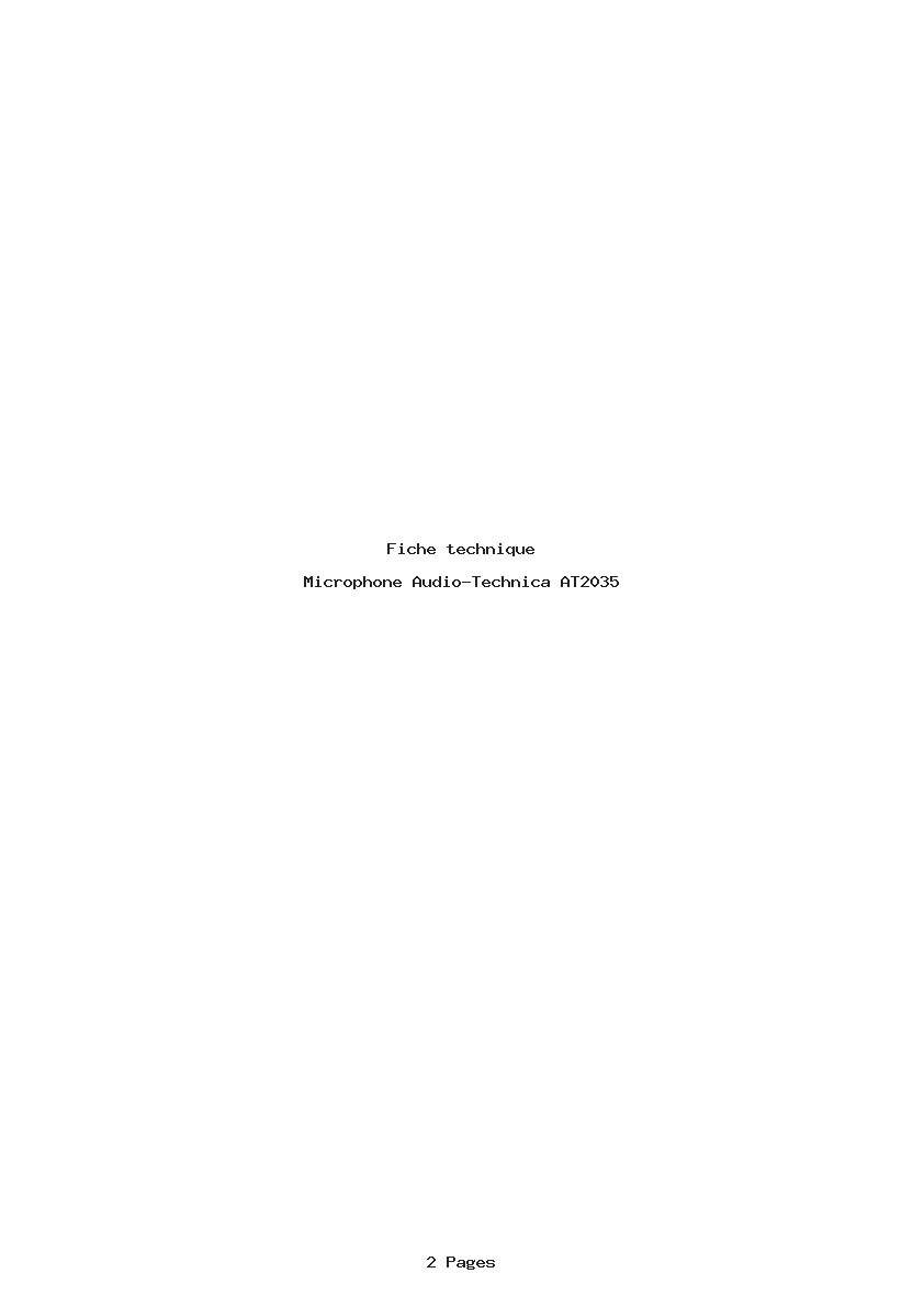 Page 1 de la notice Fiche technique Audio-Technica AT2035