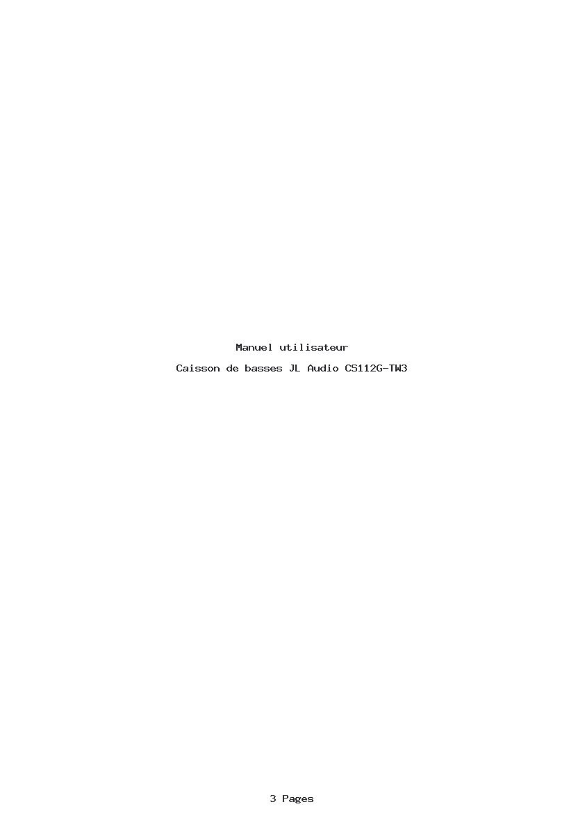 Page 1 de la notice Manuel utilisateur JL Audio CS112G-TW3