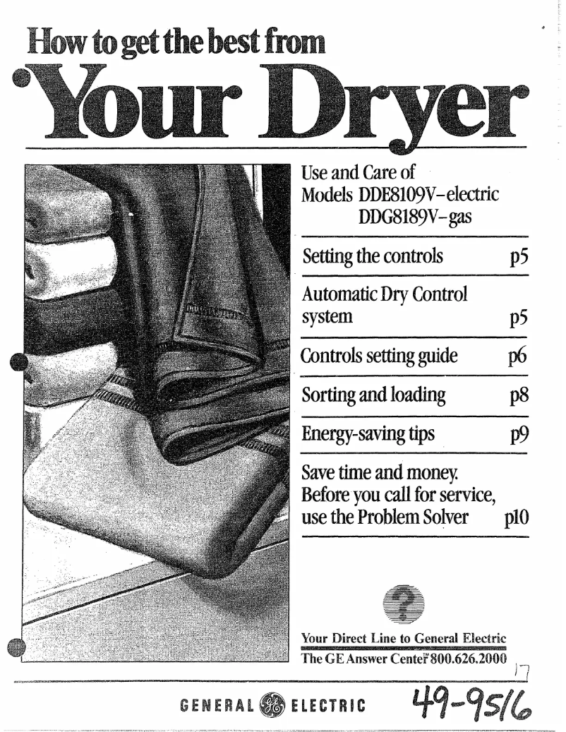 Page 1 of the manual User Manual GE DDG8189V