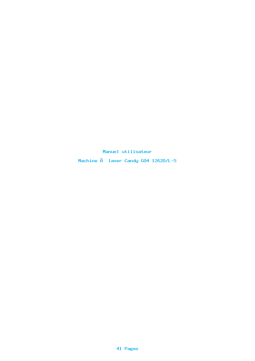Page 1 de la notice Manuel utilisateur Candy GO4 1262D/L-S