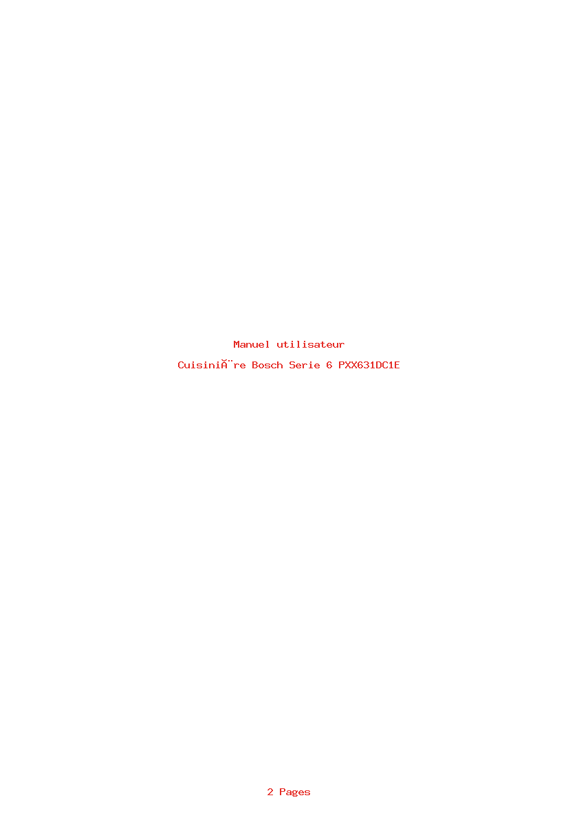 Page 1 de la notice Manuel utilisateur Bosch Serie 6 PXX631DC1E