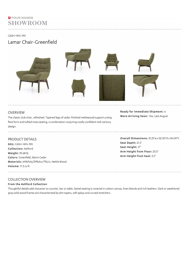 Page 1 de la notice Manuel utilisateur Four Hands CASH-149J-190