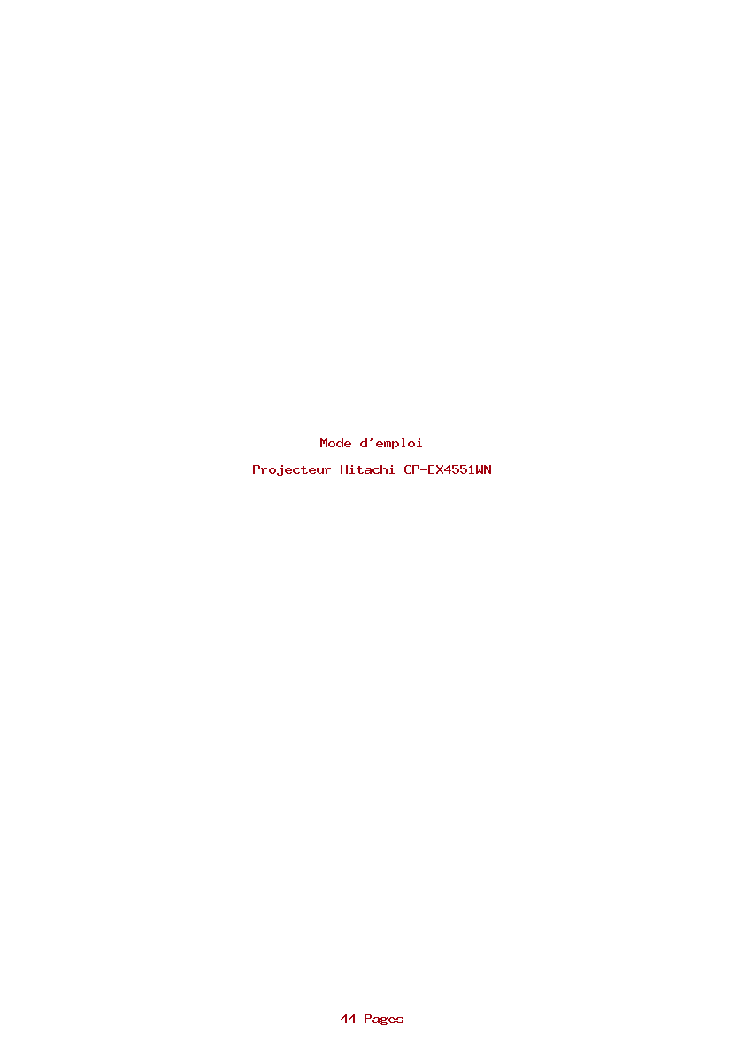 Page 1 de la notice Mode d'emploi Hitachi CP-EX4551WN