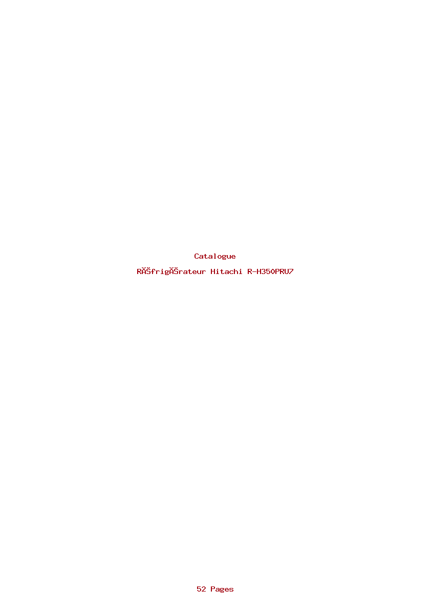 Page 1 de la notice Catalogue Hitachi R-H350PRU7