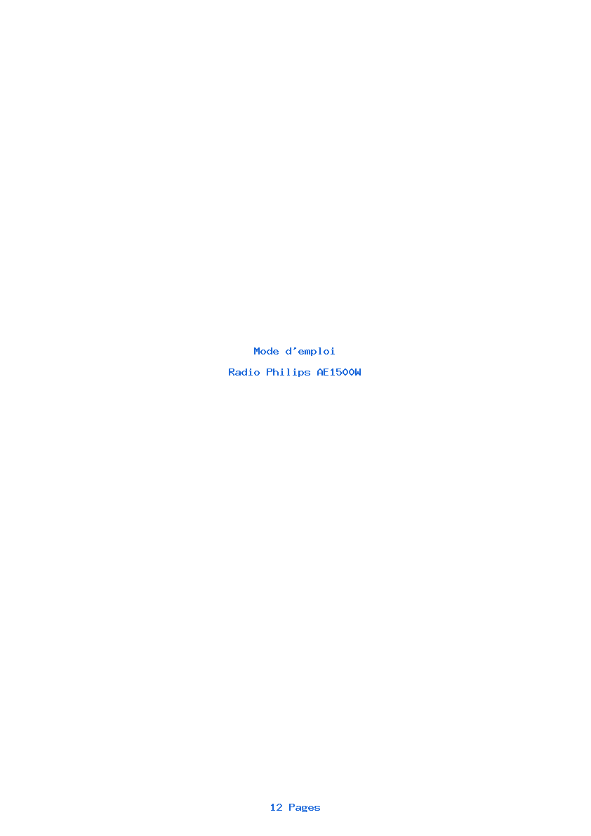 Page 1 de la notice Mode d'emploi Philips AE1500W