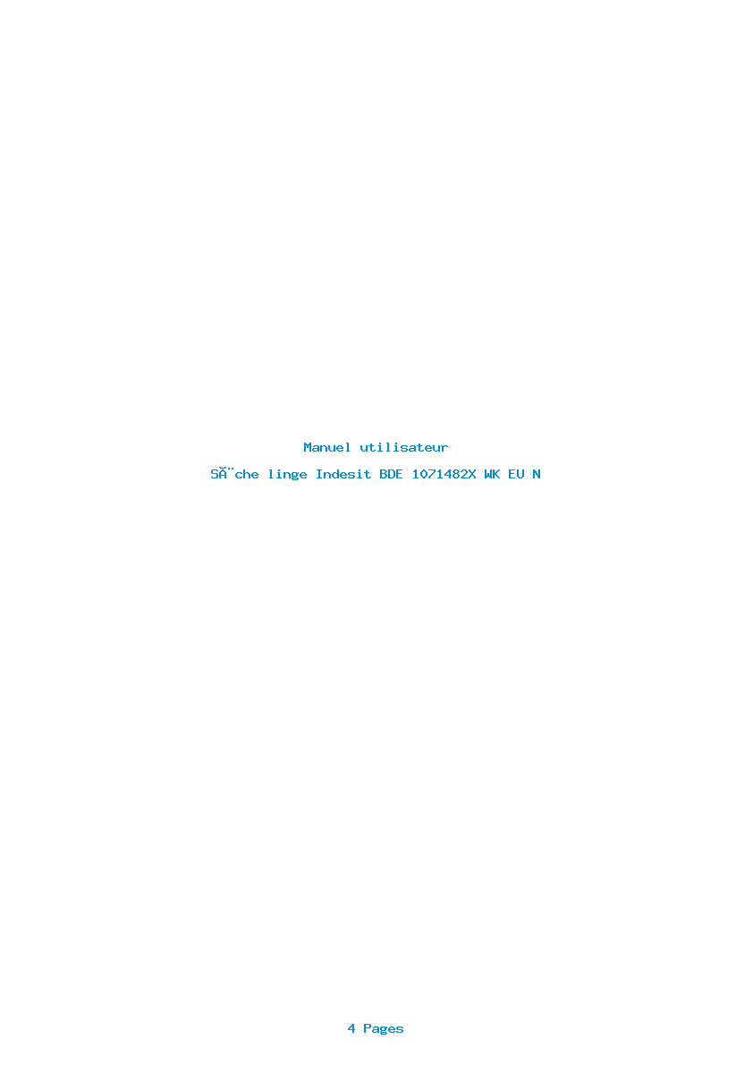 Page 1 de la notice Manuel utilisateur Indesit BDE 1071482X WK EU N