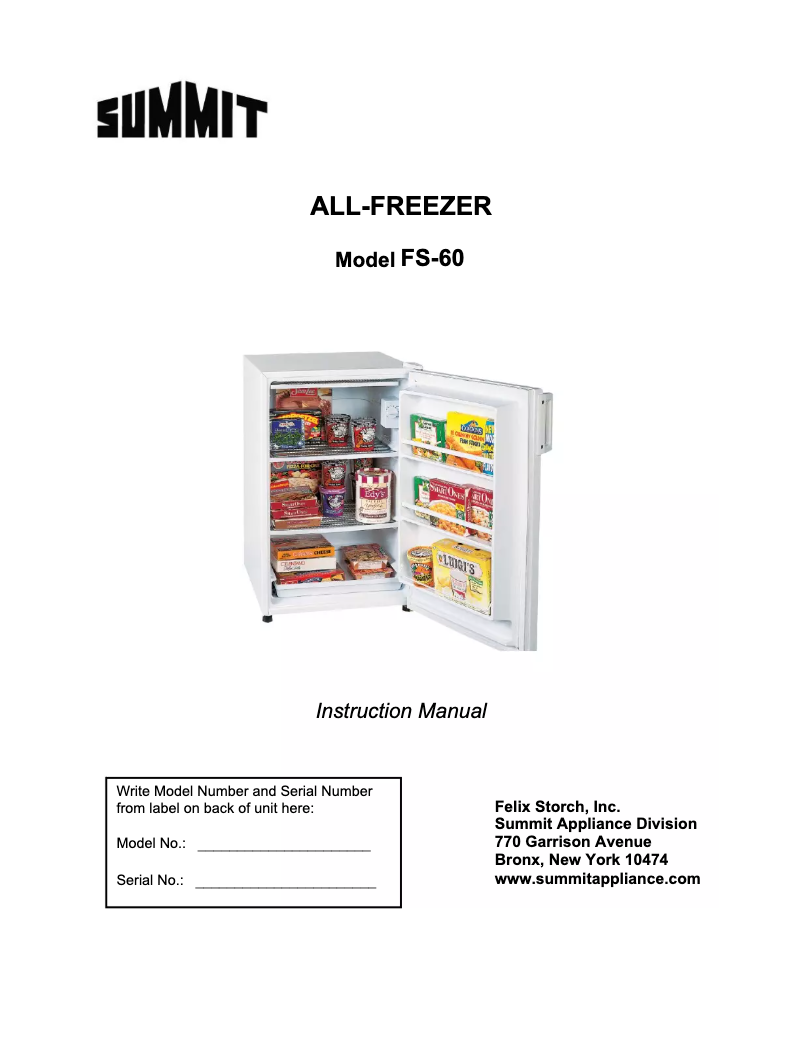 Page 1 de la notice Manuel utilisateur Summit FS60