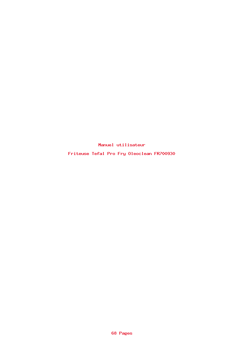 Page 1 de la notice Manuel utilisateur Tefal Pro Fry Oleoclean FR700930