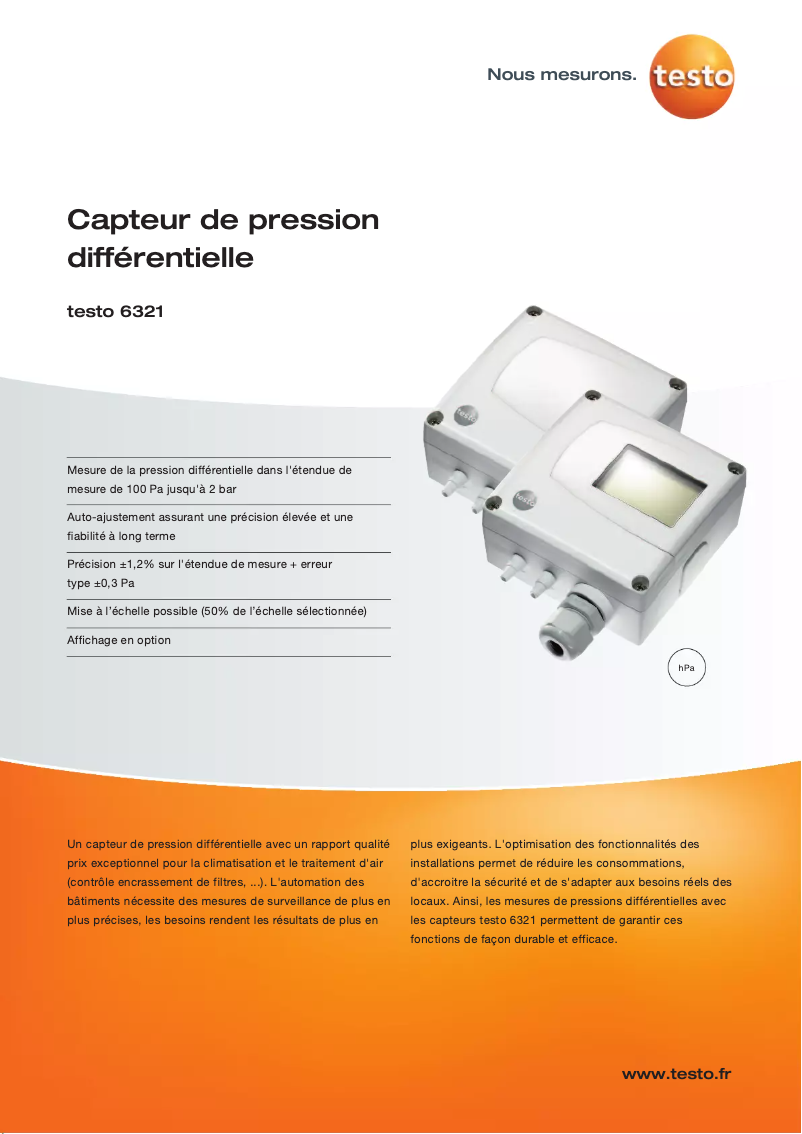 Page 1 de la notice Manuel utilisateur Testo 6321