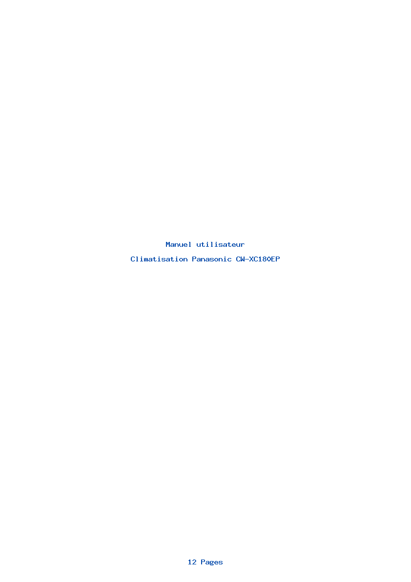 Page 1 de la notice Manuel utilisateur Panasonic CW-XC180EP