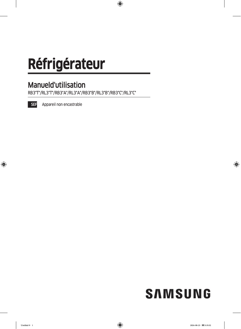 Page 1 de la notice Manuel utilisateur Samsung RL38C675DB1