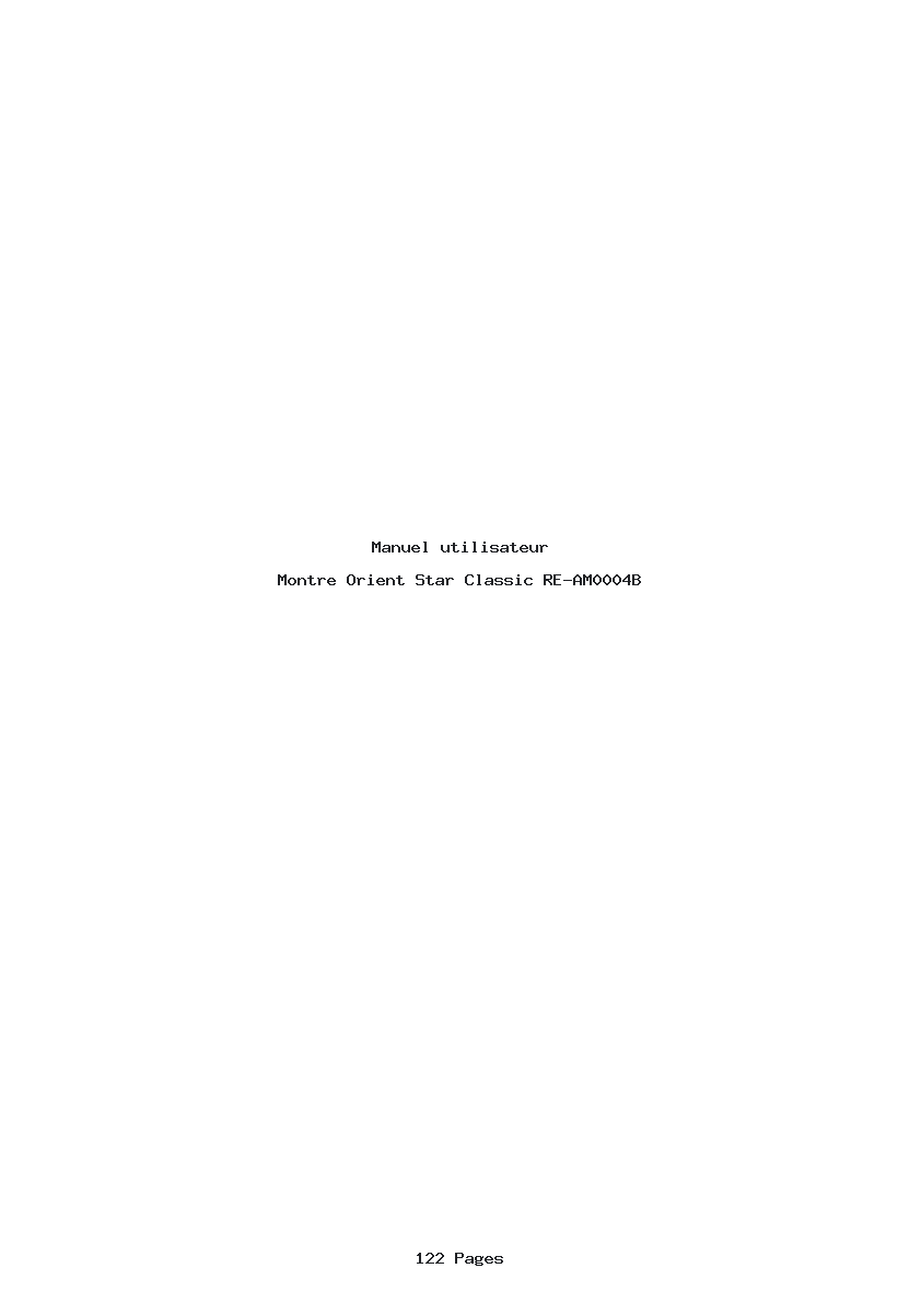 Page 1 de la notice Manuel utilisateur Orient Star Classic RE-AM0004B
