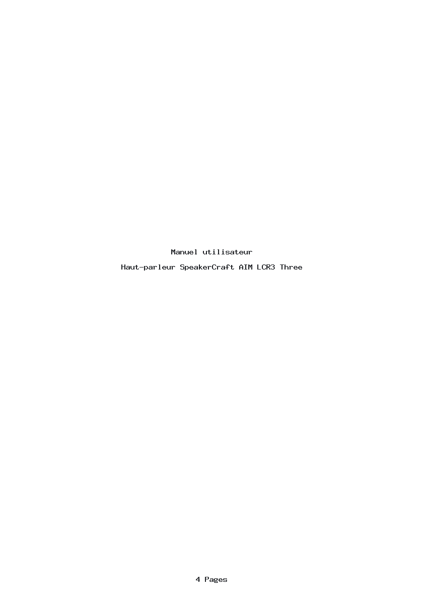Page 1 de la notice Manuel utilisateur SpeakerCraft AIM LCR3 Three