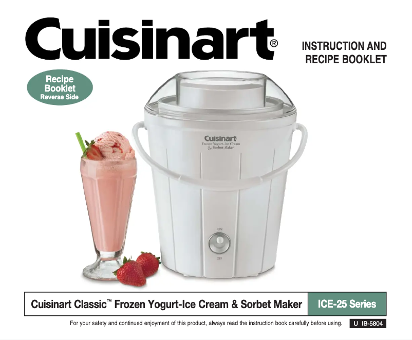 Page 1 of the manual User Manual Cuisinart Classic ICE-25