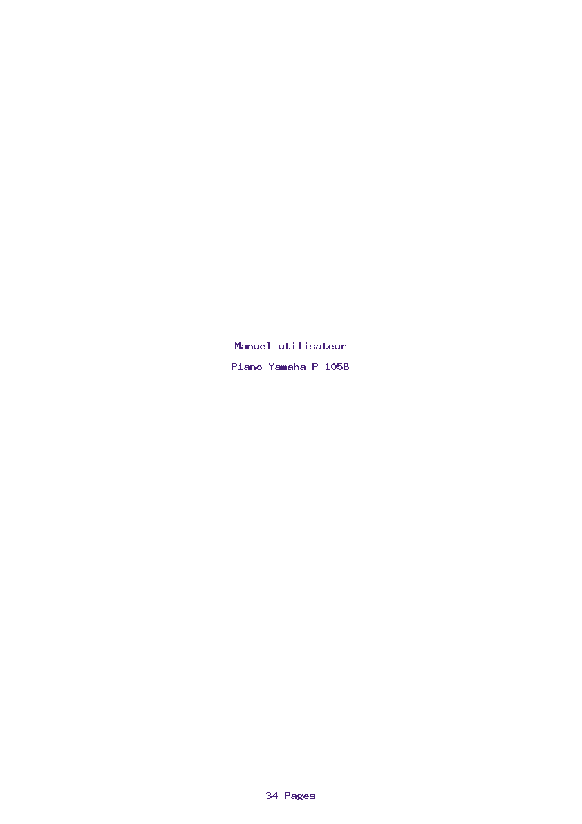 Page 1 de la notice Manuel utilisateur Yamaha P-105B