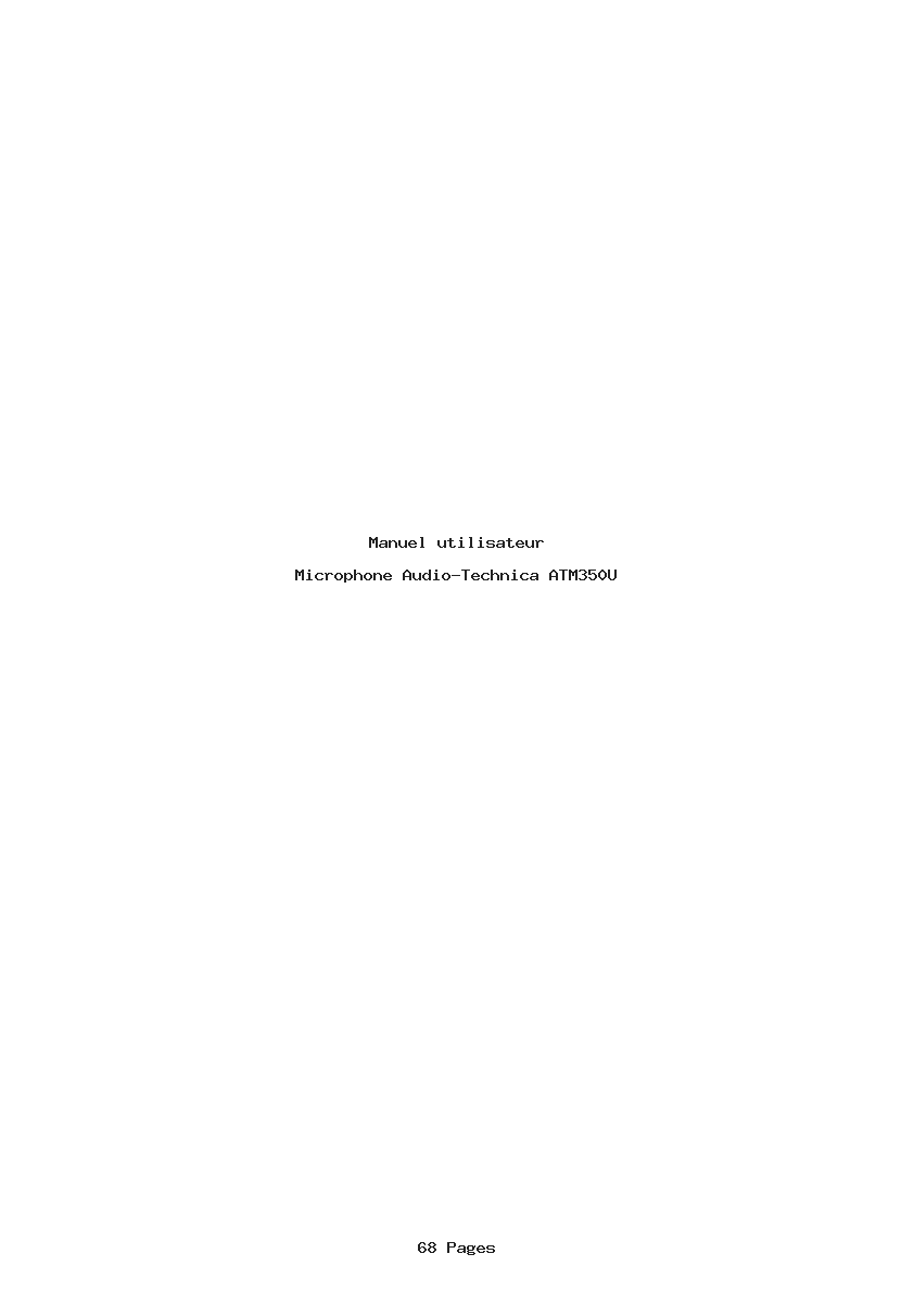 Page 1 de la notice Manuel utilisateur Audio-Technica ATM350U