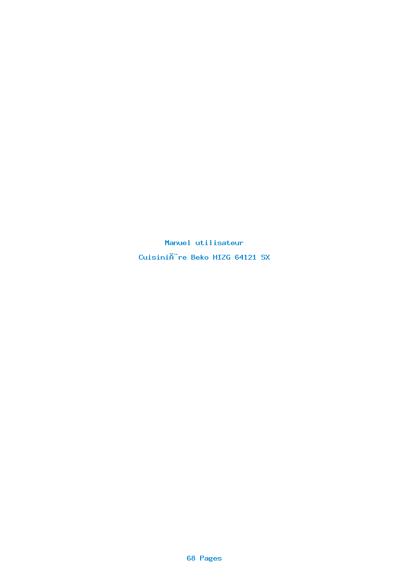 Page 1 de la notice Manuel utilisateur Beko HIZG 64121 SX