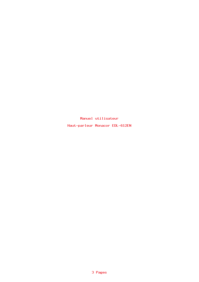 Page 1 de la notice Manuel utilisateur Monacor EDL-612EN